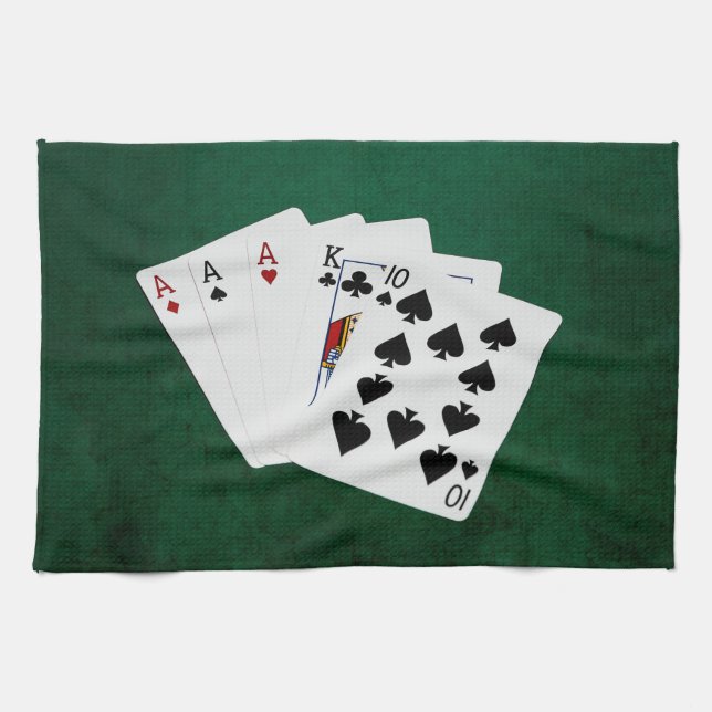 Poker Hand - drei von einer Art - Ass Handtuch (Horizontal)