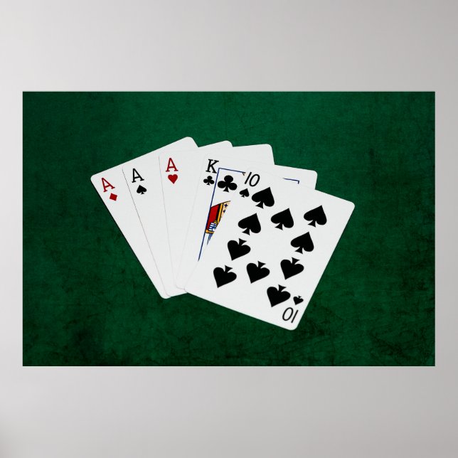 Poker Hand - drei von einer Art - Ass Poster (Vorne)