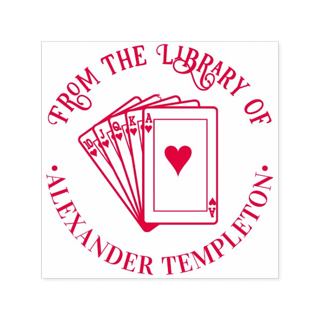 Poker Hand Hearts Royal Flush Library Buchname Permastempel (Design)