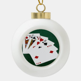 Poker Hände - Eine Seite - Jack Keramik Kugel-Ornament