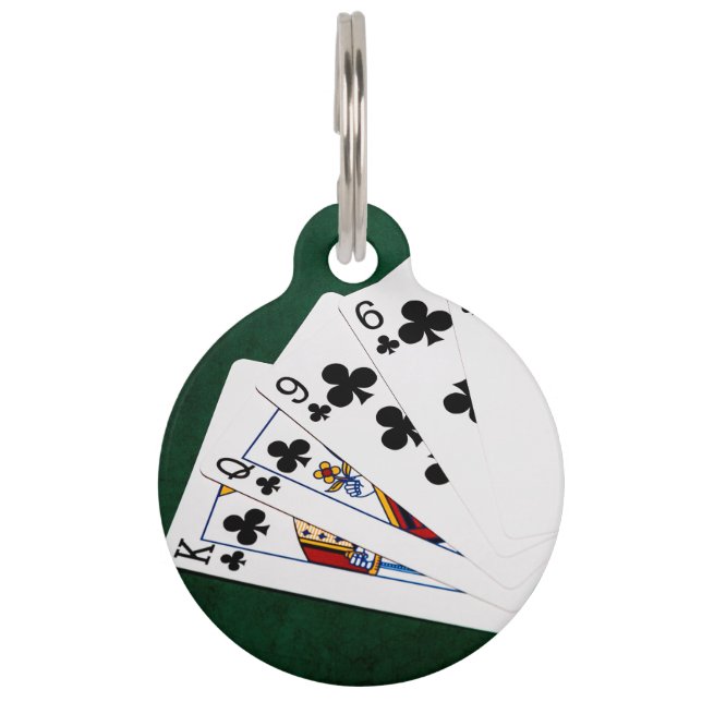 Poker Hände - Flush - Clubs Anzug Tiermarke (Vorderseite)