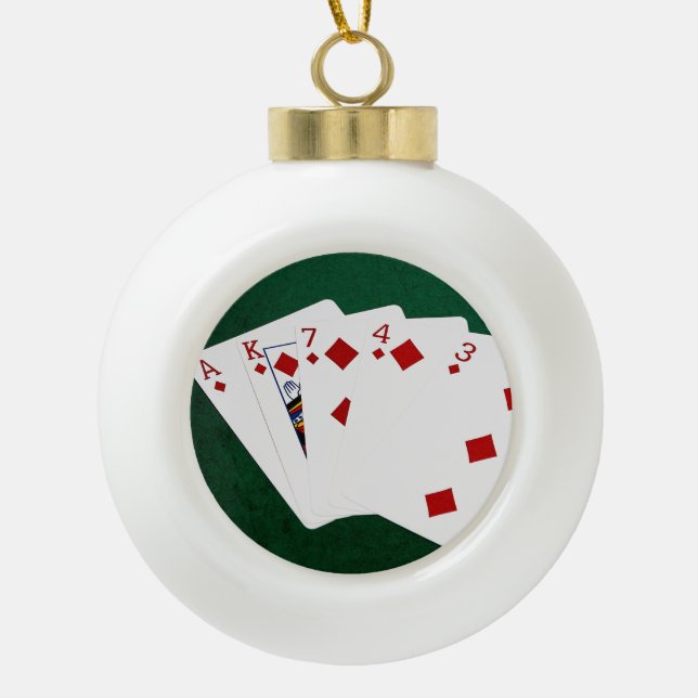 Poker Hände - Flush - Diamanten Anzug Keramik Kugel-Ornament (Vorderseite)