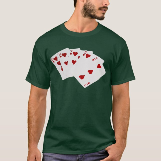 Poker Hände - Flush - Herz-Anzug T-Shirt (Vorderseite)