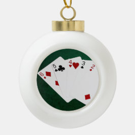 Poker Hände - gerade - sechs bis zwei Keramik Kugel-Ornament