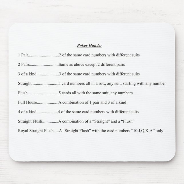 Poker-Hände Mousepad (Vorne)