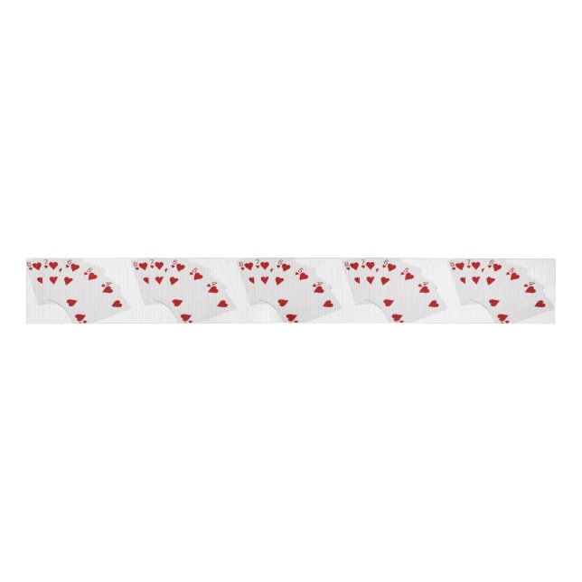 Poker Hände - Straight Flush - Hearts Anzug Ripsband (Vorderseite)