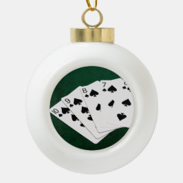 Poker Hände - Straight Flush - Spades Anzug Keramik Kugel-Ornament