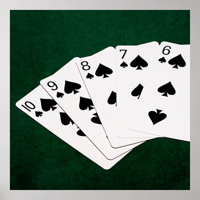 Poker Hände - Straight Flush - Spades Anzug Poster (Vorne)