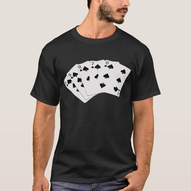 Poker Hände - Straight Flush - Spades Anzug T-Shirt (Vorderseite)