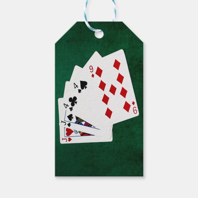 Poker Hände - Zwei Paar - Jack, vier Geschenkanhänger (Vorderseite)