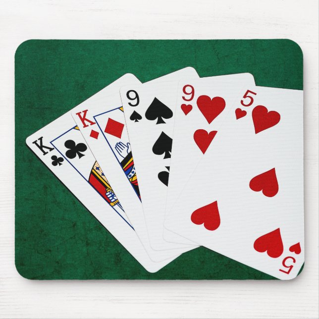 Poker Hände - Zwei Paar - König, neun Mousepad (Vorne)