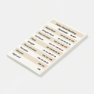 Poker-Handklassifizierungs-Erinnerung mit beige Post-it Klebezettel
