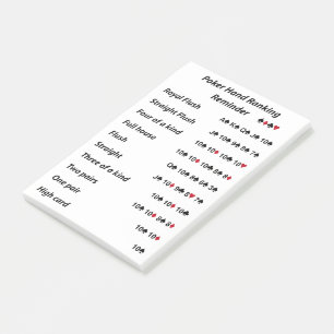 Poker-Handklassifizierungs-Erinnerung Post-it Klebezettel