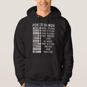 Poker Hands Cheat Sheet Card Casino Gam Hoodie