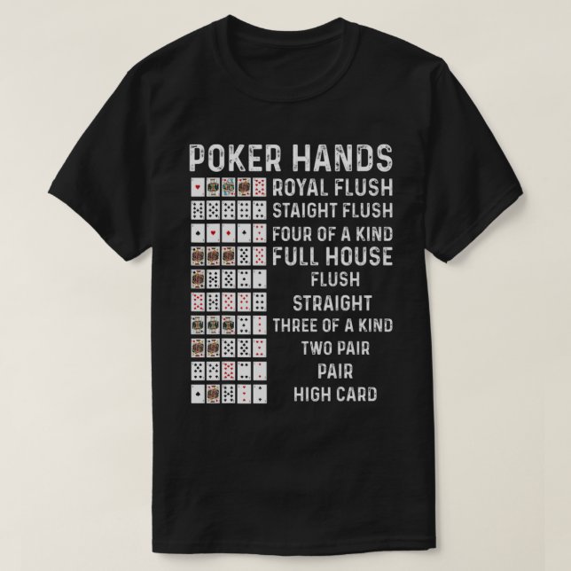 Poker Hands Cheat Sheet Card Casino Games Funny Pl T-Shirt (Design vorne)
