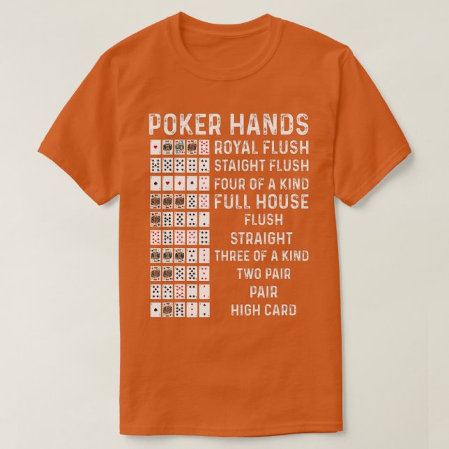 Poker Hands Cheat Sheet Card Casino Spiele Funny P T-Shirt (Design vorne)