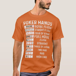 Poker Hands Cheat Sheet Card Casino Spiele Funny P T-Shirt