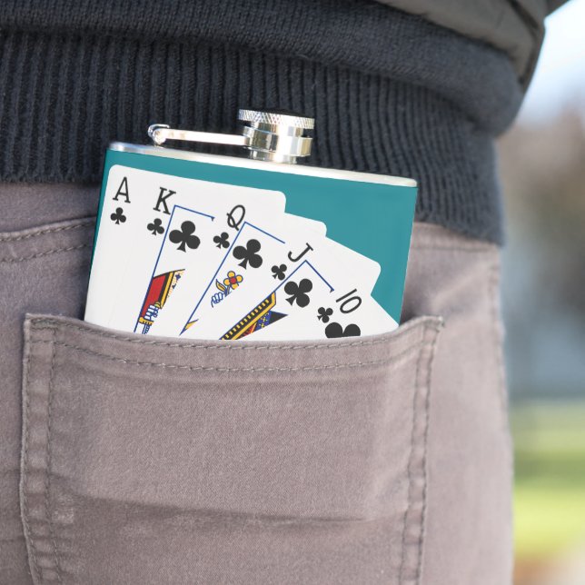 Poker Hands - Royal Flush - Clubs Anzug Flachmann (Beispiel)