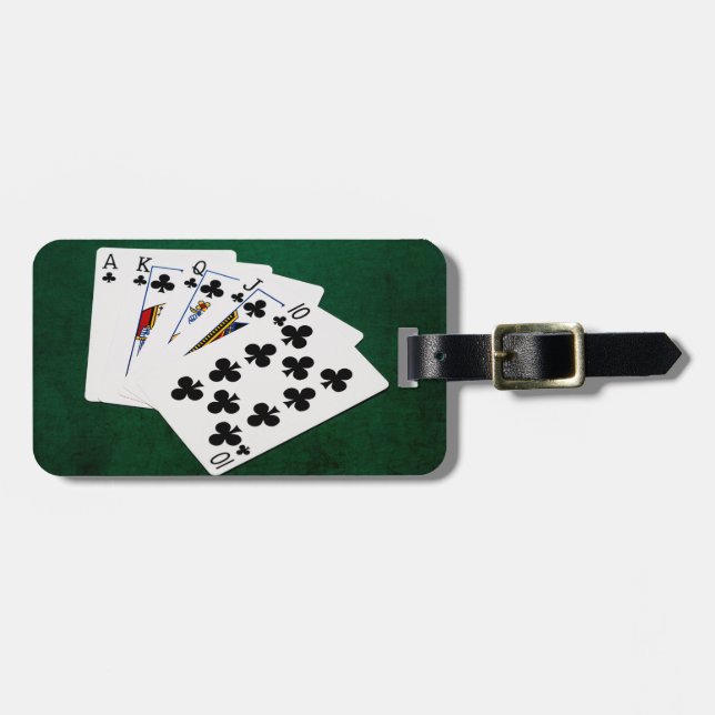 Poker Hands - Royal Flush - Clubs Anzug Gepäckanhänger (Vorderseite horizontal)