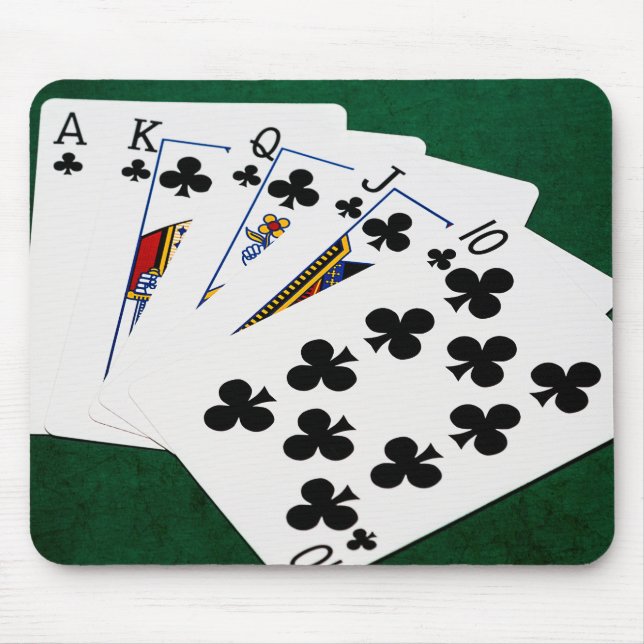 Poker Hands - Royal Flush - Clubs Anzug Mousepad (Vorne)