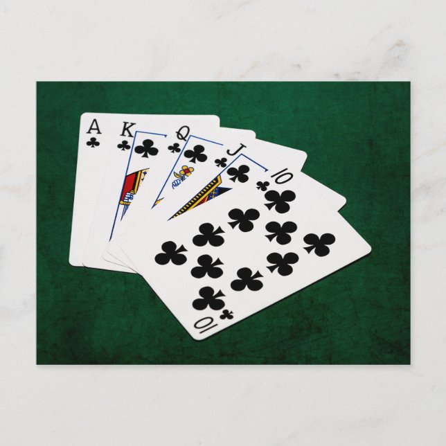 Poker Hands - Royal Flush - Clubs Anzug Postkarte (Vorderseite)