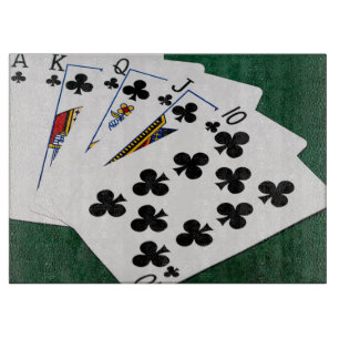 Poker Hands - Royal Flush - Clubs Anzug Schneidebrett