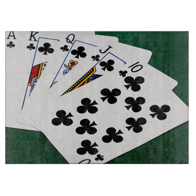 Poker Hands - Royal Flush - Clubs Anzug Schneidebrett (Vorderseite)