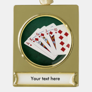 Poker Hands - Royal Flush - Diamonds Anzug Banner-Ornament Gold