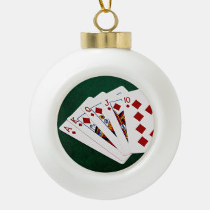 Poker Hands - Royal Flush - Diamonds Anzug Keramik Kugel-Ornament