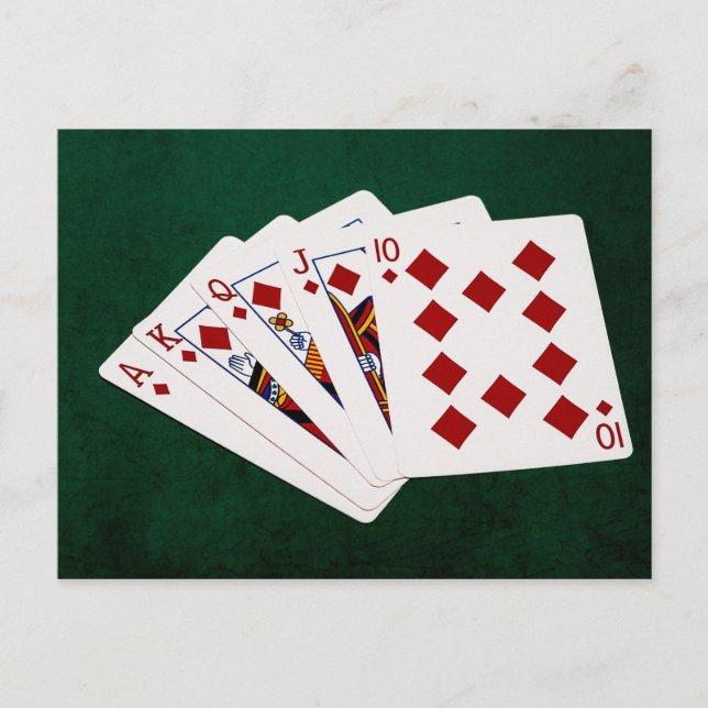 Poker Hands - Royal Flush - Diamonds Anzug Postkarte (Vorderseite)