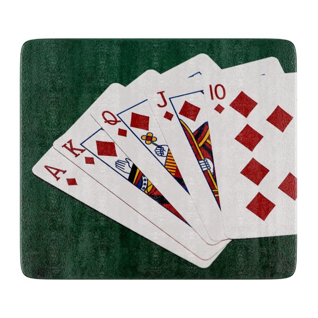 Poker Hands - Royal Flush - Diamonds Anzug Schneidebrett (Vorderseite)