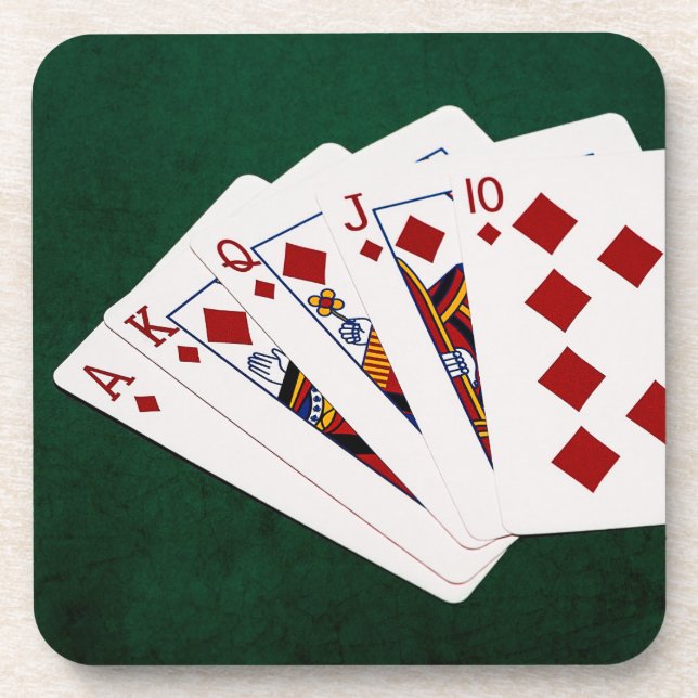 Poker Hands - Royal Flush - Diamonds Anzug Untersetzer (Vorderseite)