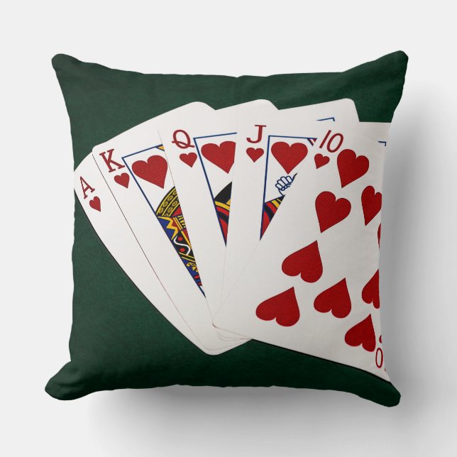 Poker Hands - Royal Flush - Herz Anzug Kissen (Vorderseite)