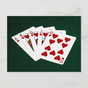 Poker Hands - Royal Flush - Herz Anzug Postkarte