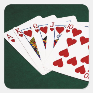 Poker Hands - Royal Flush - Herz Anzug Quadratischer Aufkleber