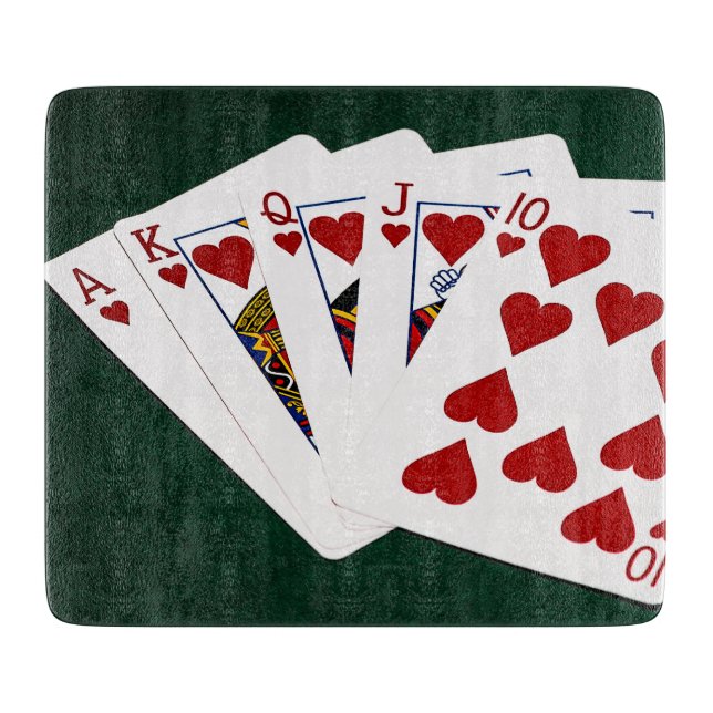 Poker Hands - Royal Flush - Herz Anzug Schneidebrett (Vorderseite)