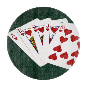 Poker Hands - Royal Flush - Herz Anzug Schneidebrett