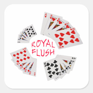 Poker Hands - Royal Flush Quadratischer Aufkleber