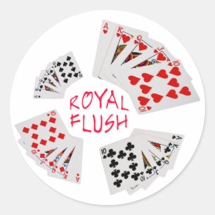 Poker Hands - Royal Flush Runder Aufkleber