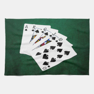 Poker Hands - Royal Flush - Spades Anzug Geschirrtuch