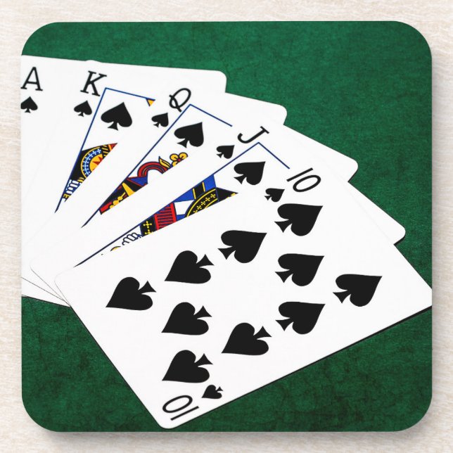 Poker Hands - Royal Flush - Spades Anzug Getränkeuntersetzer (Vorderseite)