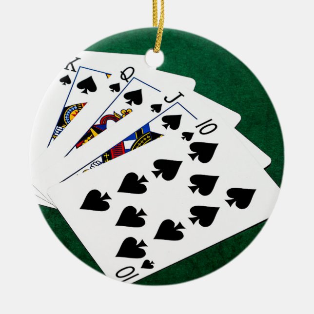Poker Hands - Royal Flush - Spades Anzug Keramikornament (Vorne)
