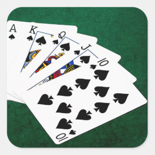 Poker Hands - Royal Flush - Spades Anzug Quadratischer Aufkleber