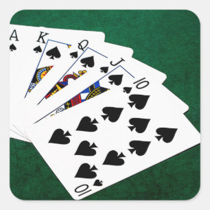 Poker Hands - Royal Flush - Spades Anzug Quadratischer Aufkleber