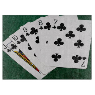 Poker Hands - Straight Flush - Clubs Anzug Schneidebrett