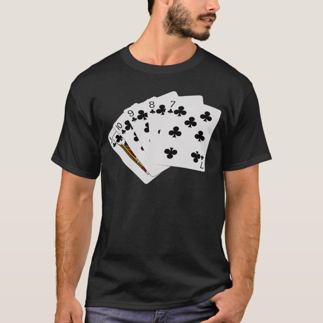 Poker Hands - Straight Flush - Clubs Anzug T-Shirt (Vorderseite)