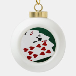Poker Hands - Vollhaus - As und Zehn Keramik Kugel-Ornament