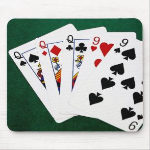 Poker Hands - Vollhaus - Königin und Neun Mousepad