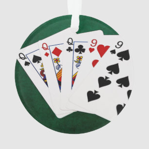Poker Hands - Vollhaus - Königin und Neun Ornament
