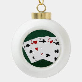 Poker Hands - Vollhaus - Sieben und fünf Keramik Kugel-Ornament